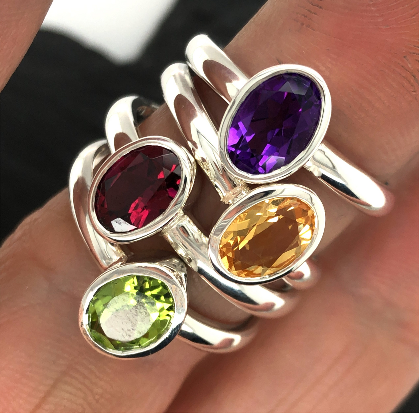 Oval Cut Peridot& Silver Ring