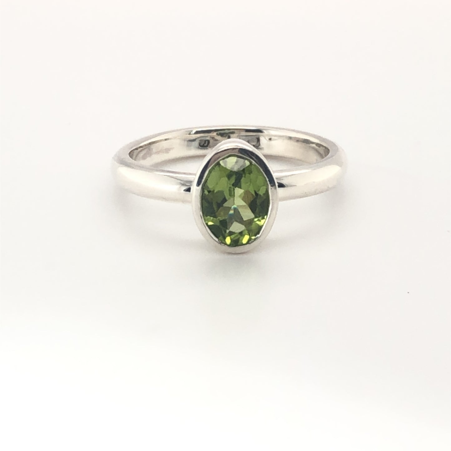 Oval Cut Peridot& Silver Ring