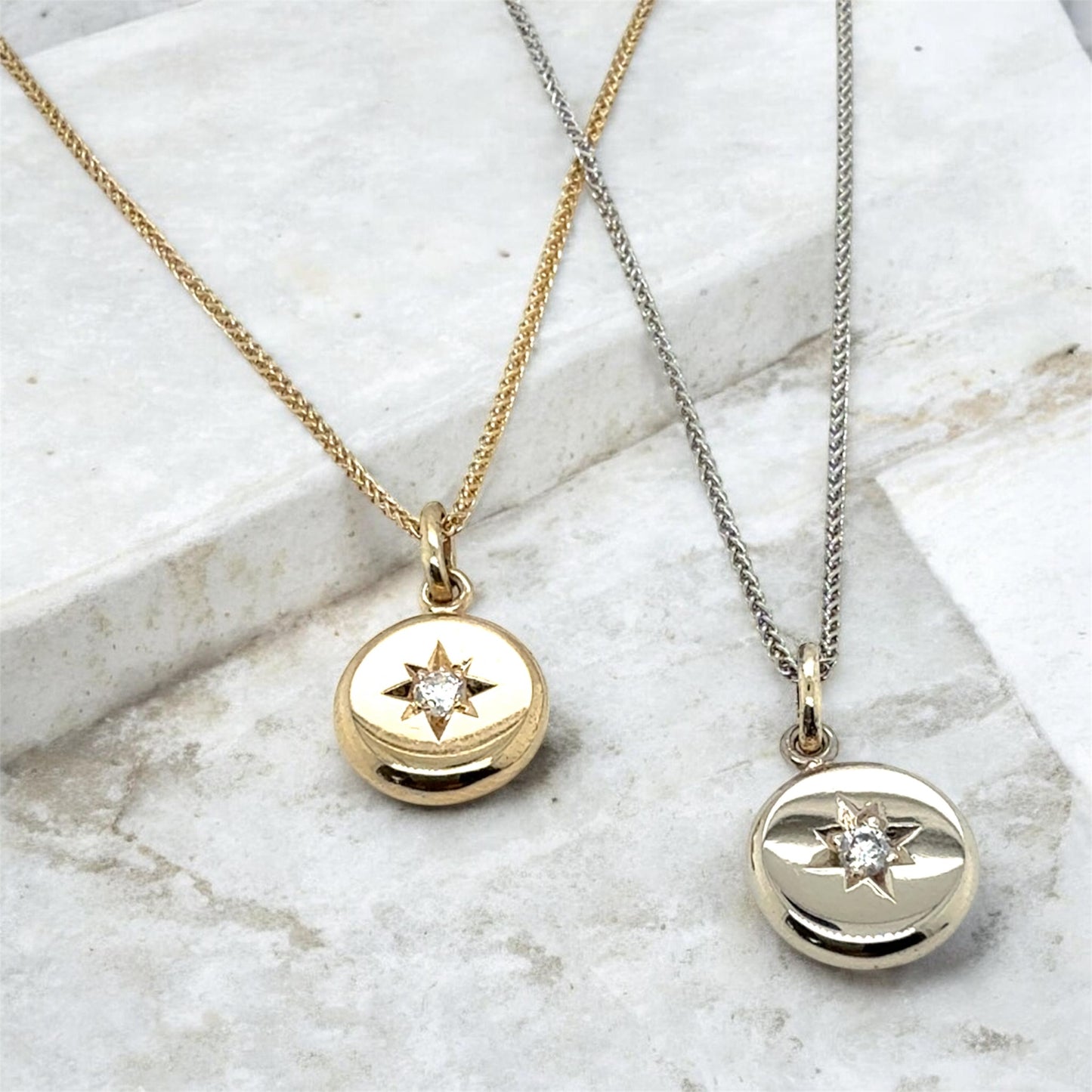 Nova Star Set Diamond & Yellow Gold Pendant Necklace