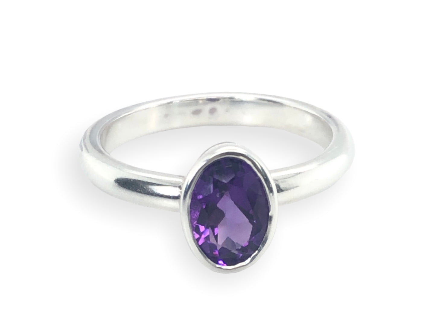 Oval Cut Amethyst & Silver Ring