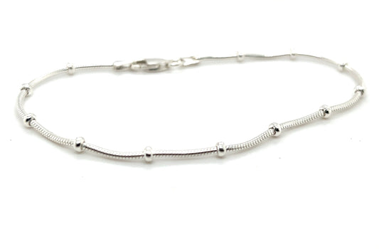 Sterling Silver Snake & Bead Bracelet