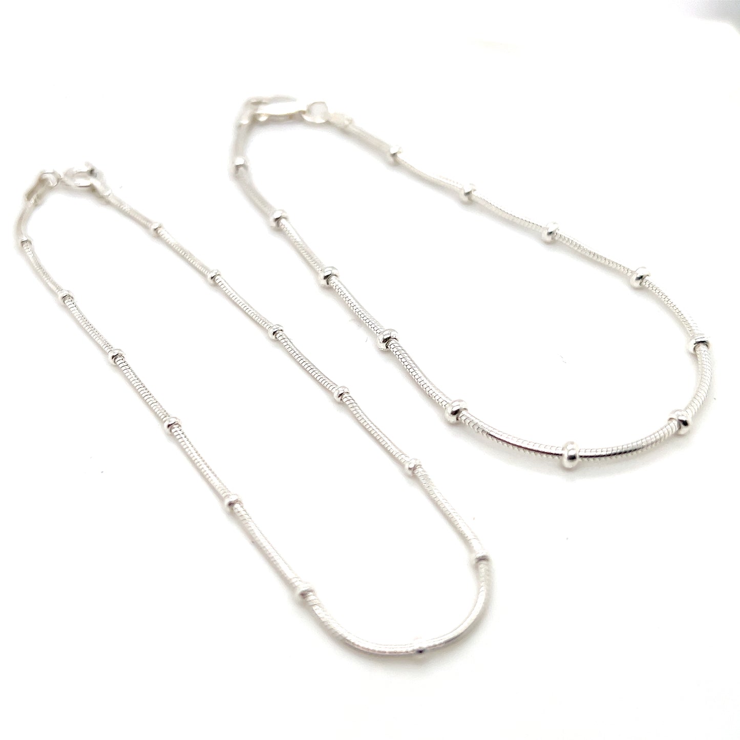 Sterling Silver Snake & Bead Bracelet