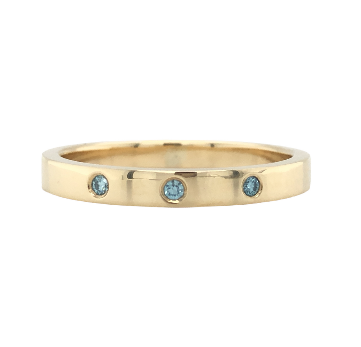 Sky Blue Diamond & Yellow Gold Wedding Ring