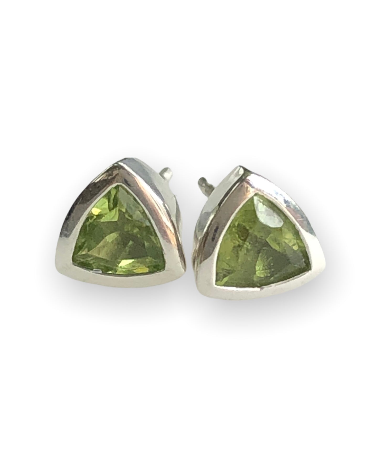 Trillion Cut Peridot Earrings