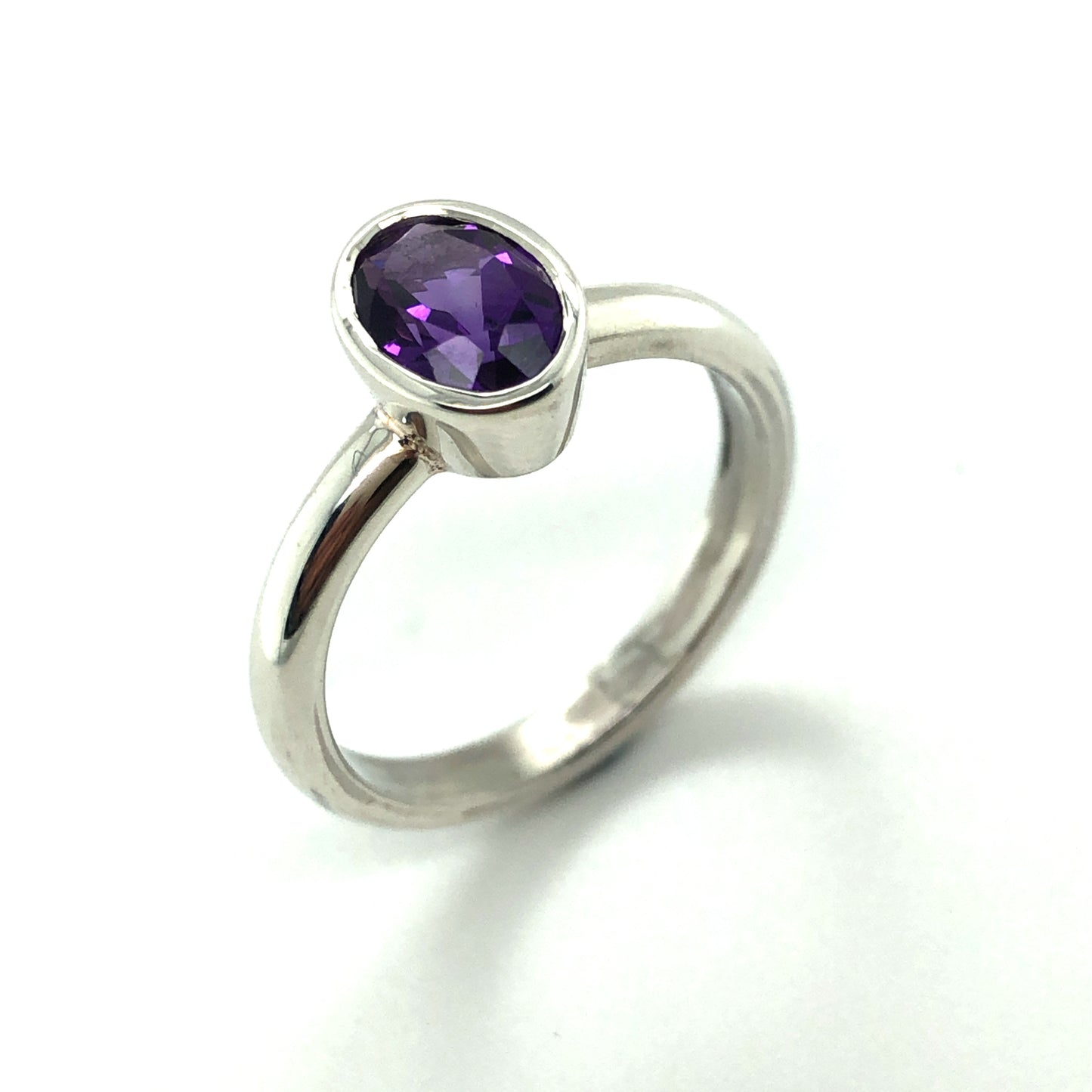 Oval Cut Amethyst & Silver Ring