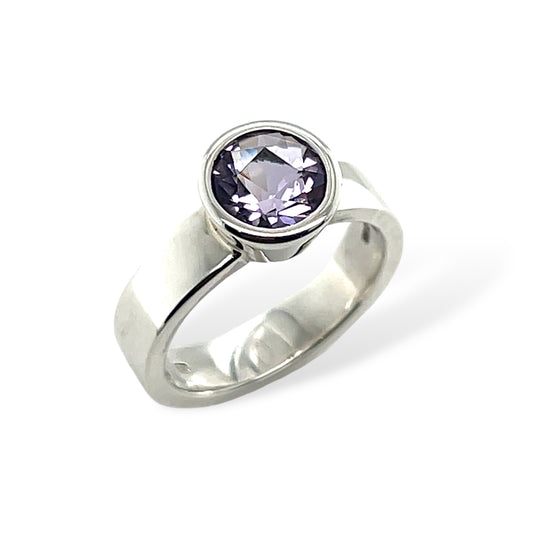 Amethyst & Silver Chunky Dress Ring