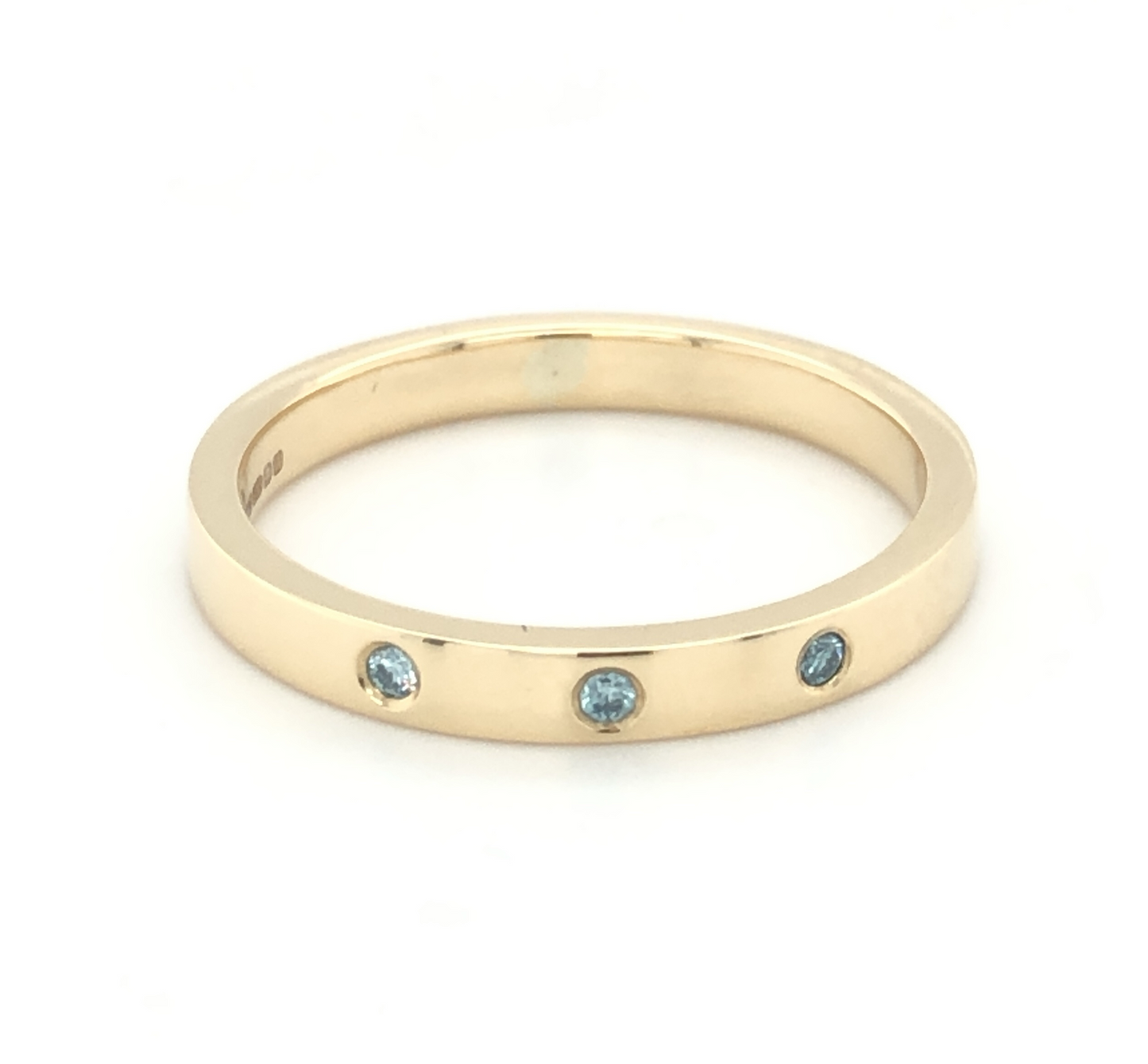 Sky Blue Diamond & Yellow Gold Wedding Ring
