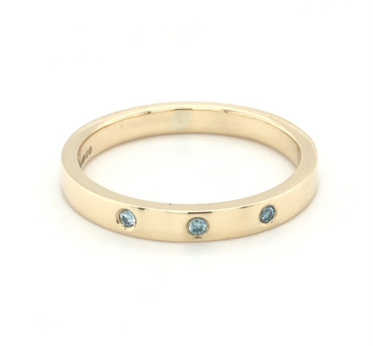 Sky Blue Diamond & Yellow Gold Wedding Ring