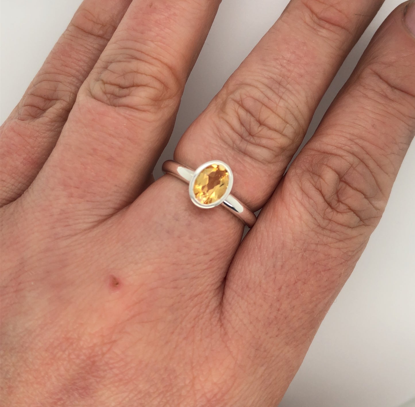 Oval Cut Citrine & Silver Ring