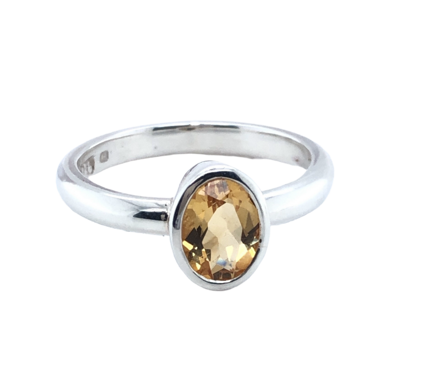 Oval Cut Citrine & Silver Ring