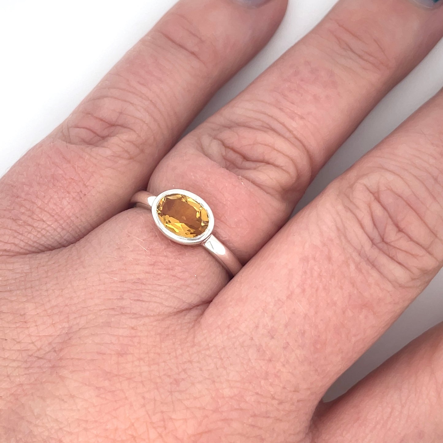 Oval Cut Citrine & Silver Ring
