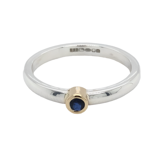 BLUE SAPPHIRE RING IN GOLD & SILVER