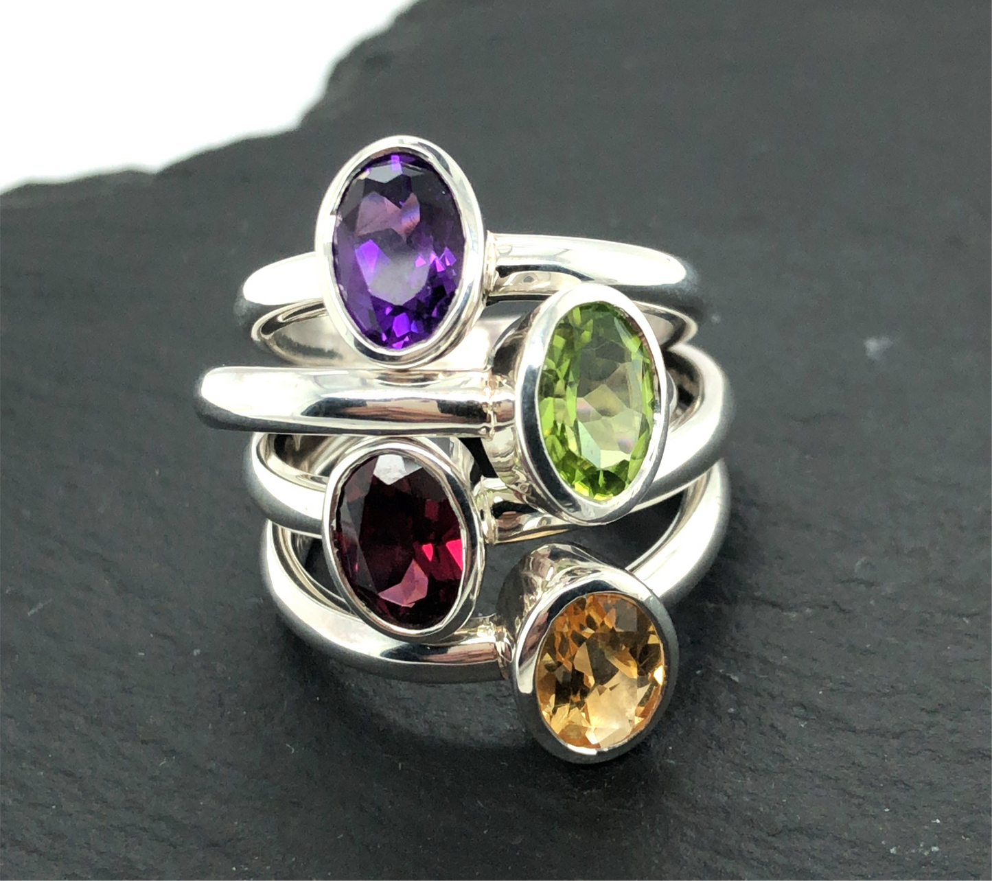 Oval Cut Peridot& Silver Ring