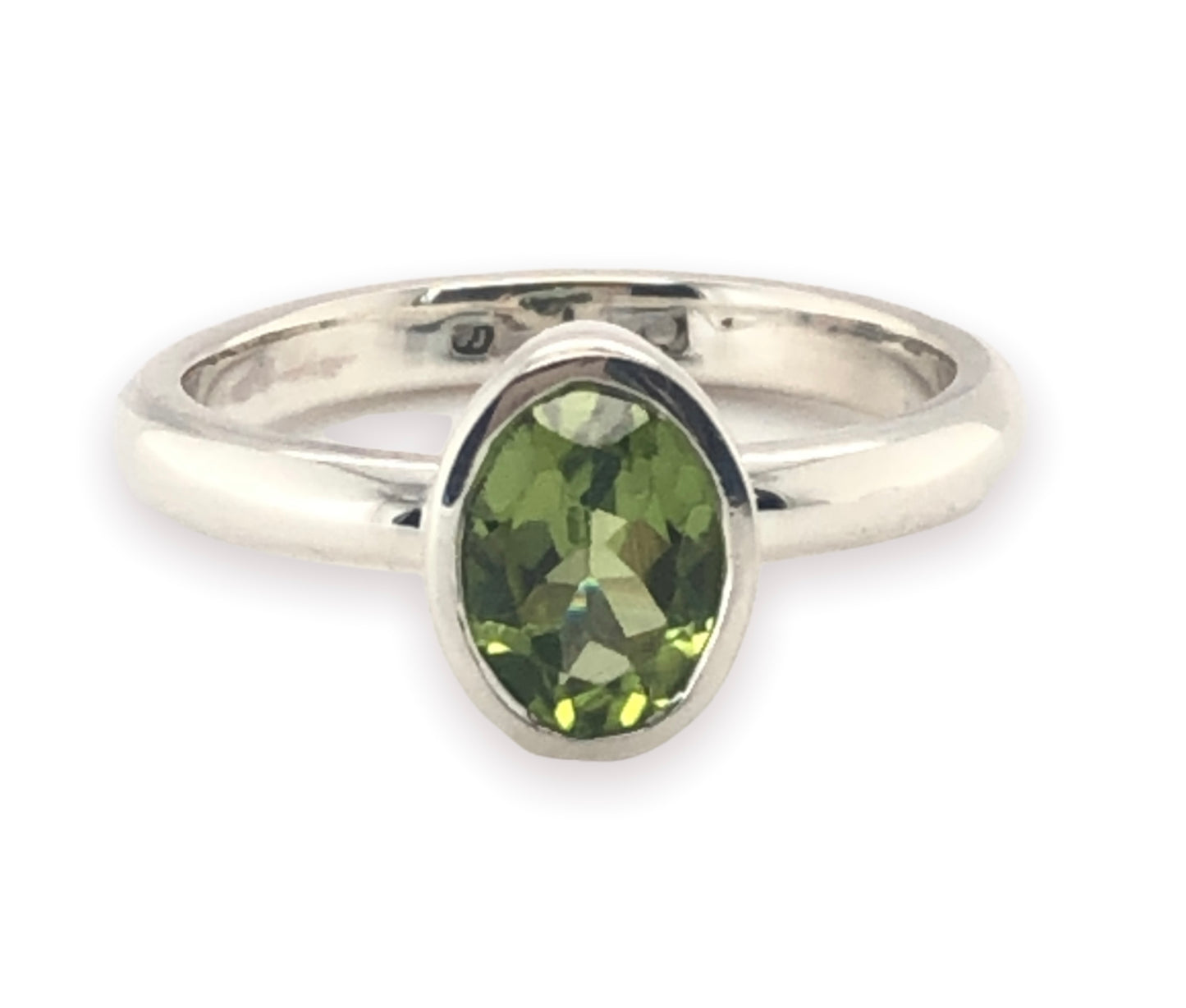 Oval Cut Peridot& Silver Ring