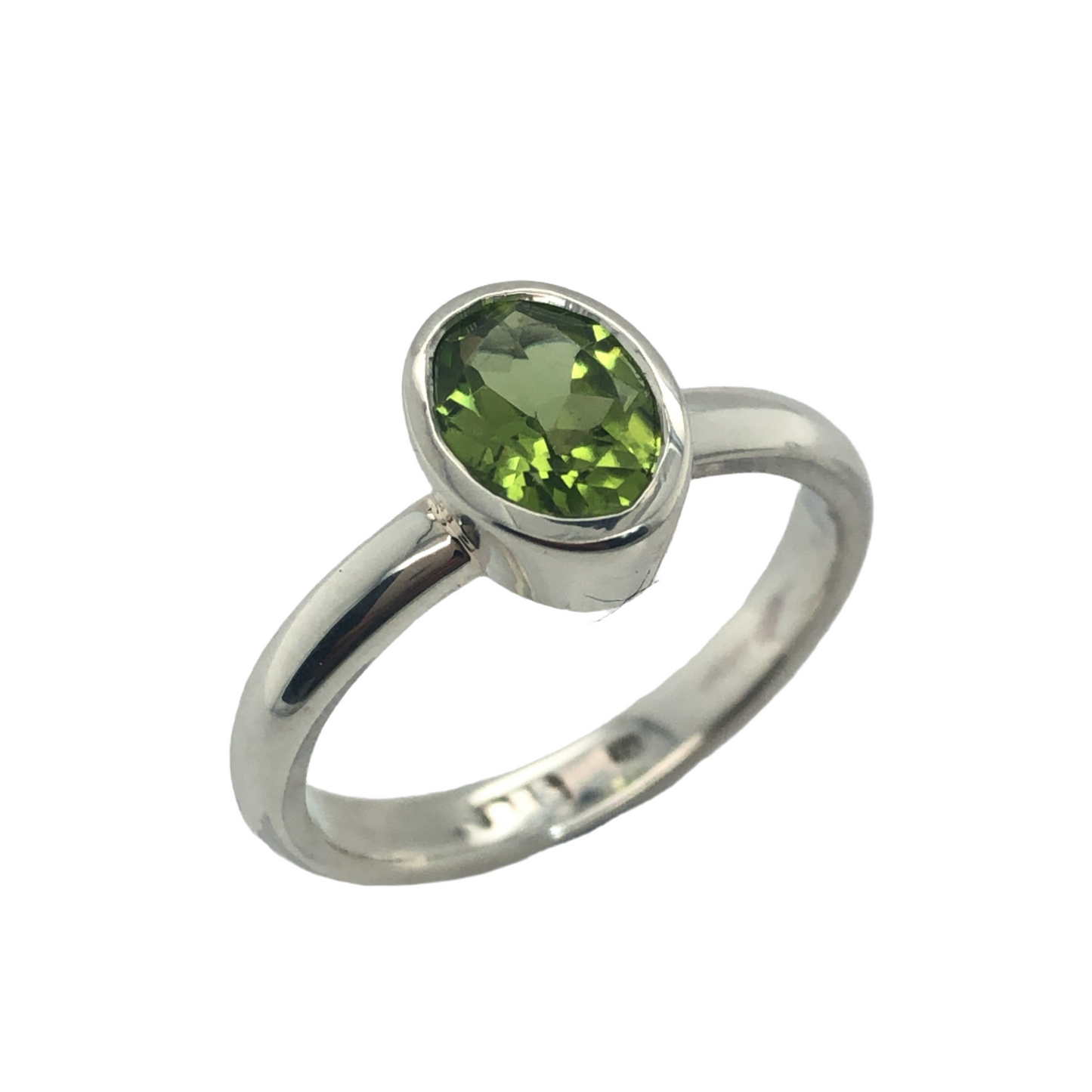 Oval Cut Peridot& Silver Ring