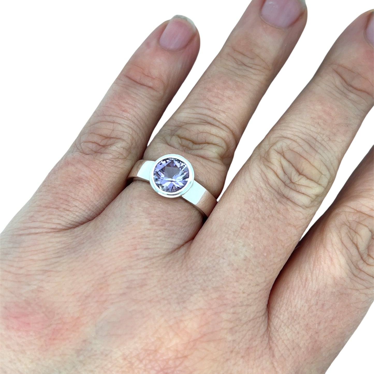 Amethyst & Silver Chunky Dress Ring