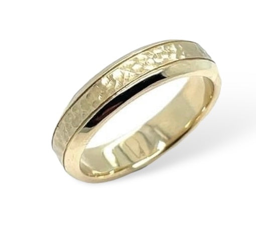 Chunky Two Tone & textured Gold Wedding Band