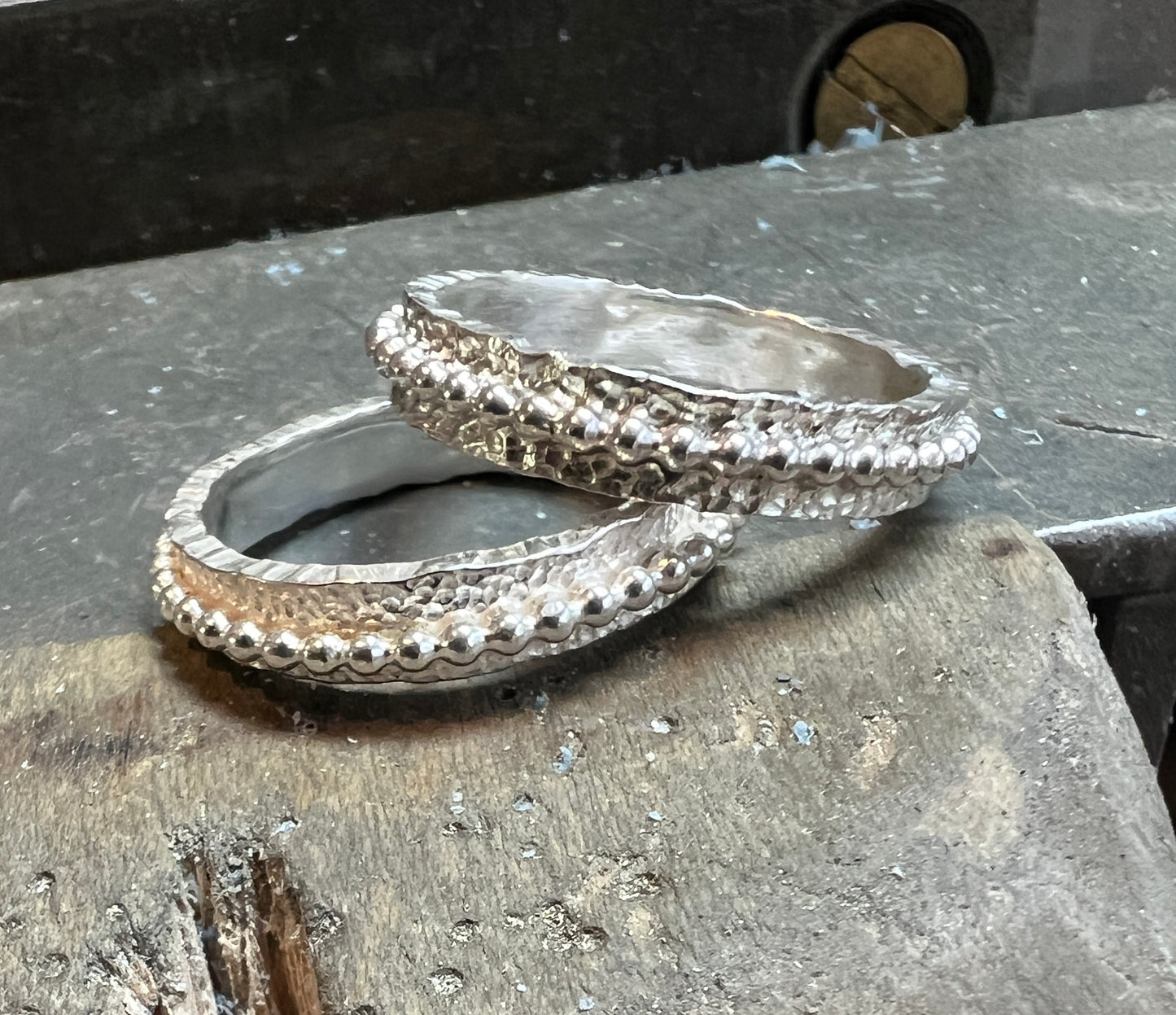 Beaded Textured Ring in Sterling Silver