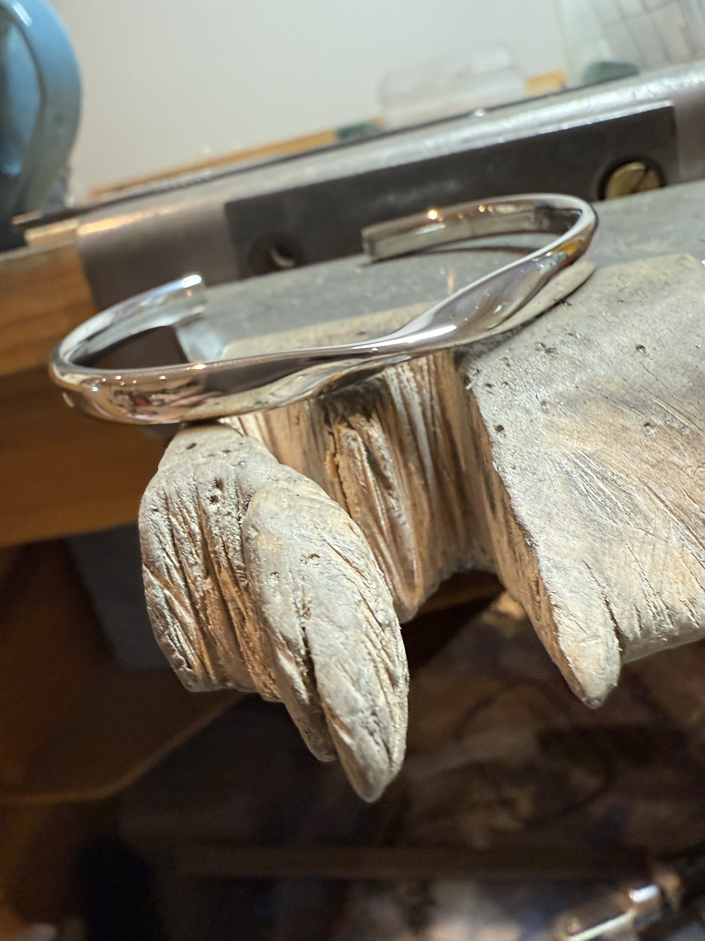Twisted Silver Torque Bangle