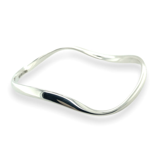 Sculpted Silver Bangle - Medium