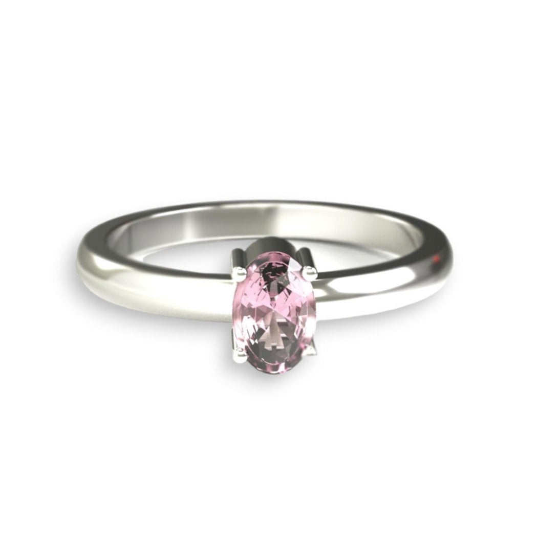 Oval Cut Pink Tourmaline & Silver Ring
