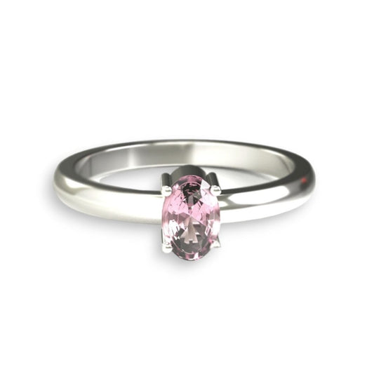 Oval Cut Pink Tourmaline & Silver Ring