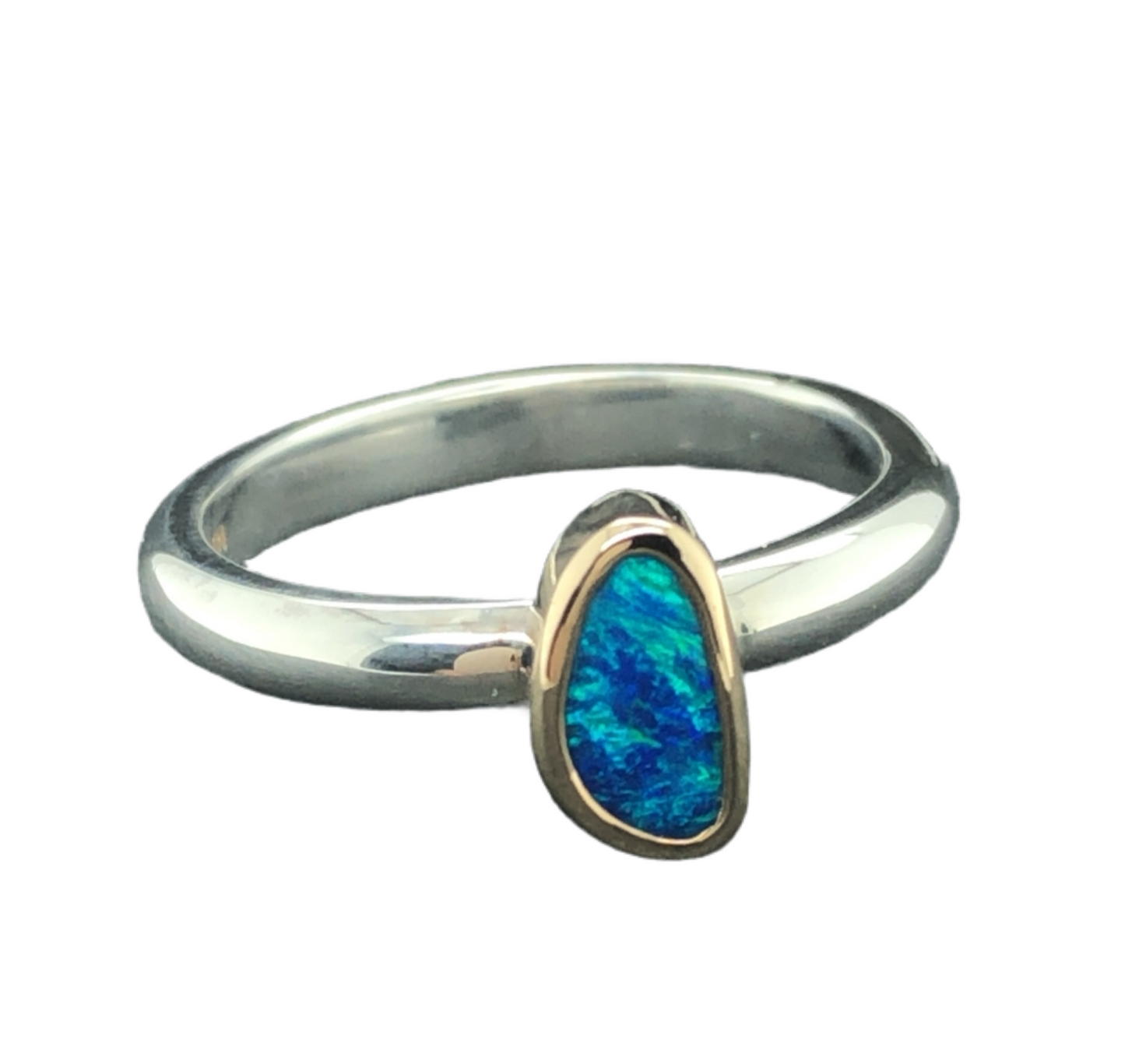 Opal Doublet Ring in Silver & Gold