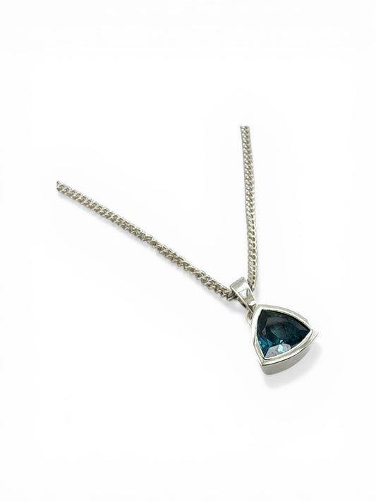 London Blue Topaz Trillion Cut Pendant Necklace