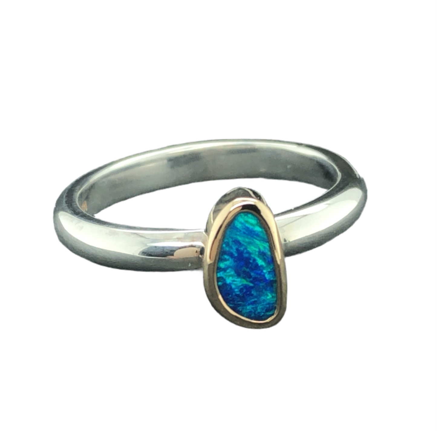 Opal Doublet Ring in Silver & Gold