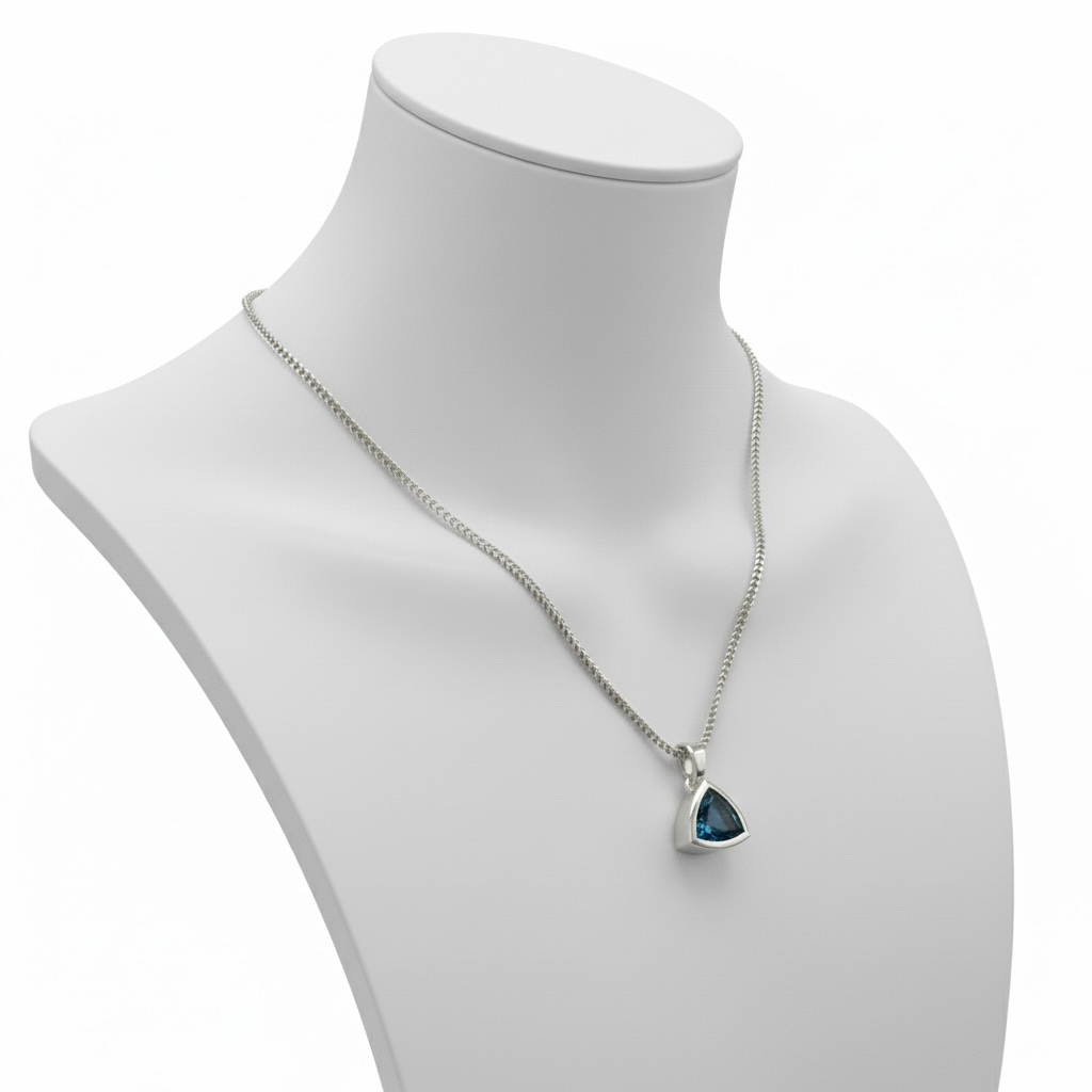 London Blue Topaz Trillion Cut Pendant Necklace