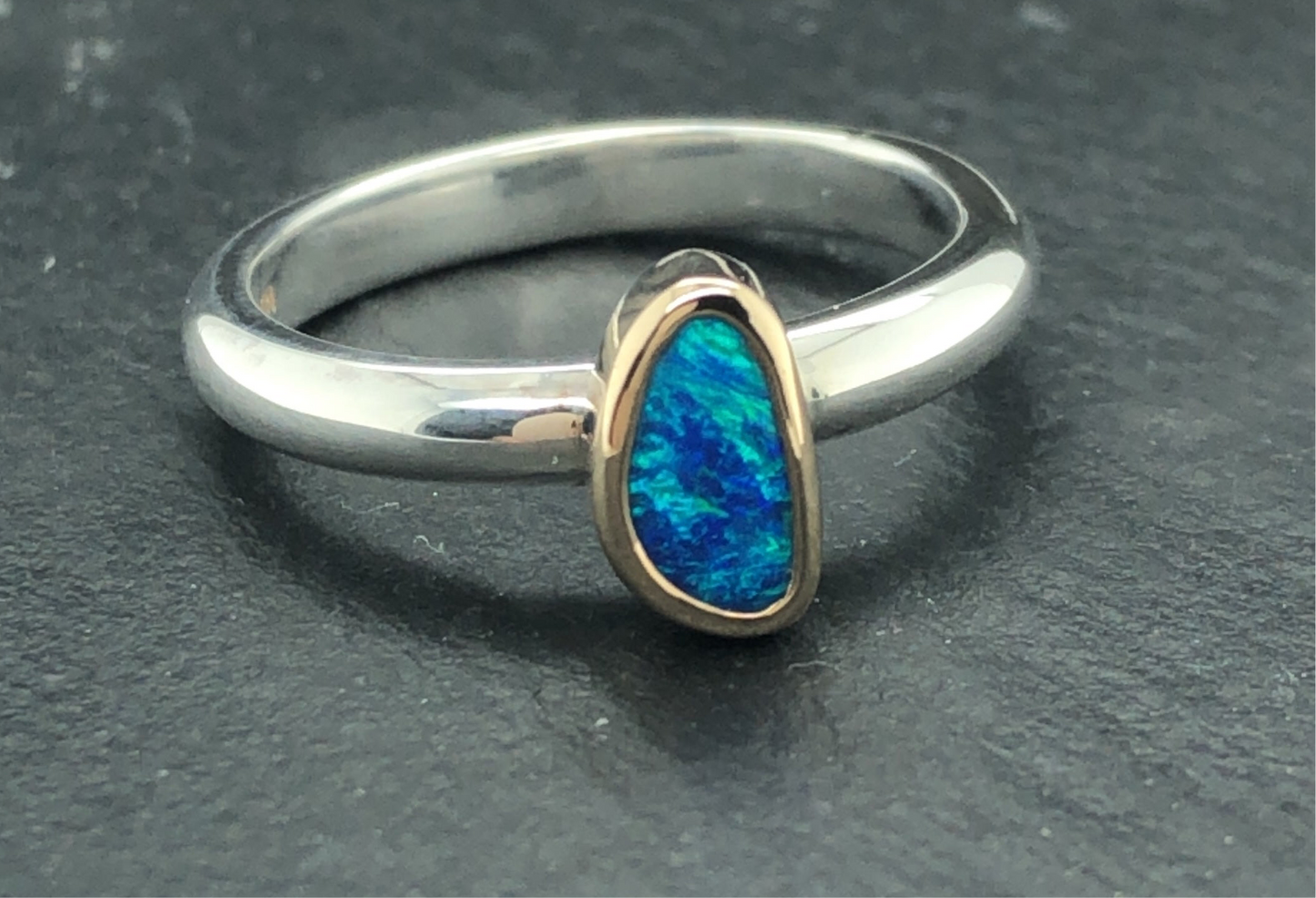 Opal Doublet Ring in Silver & Gold