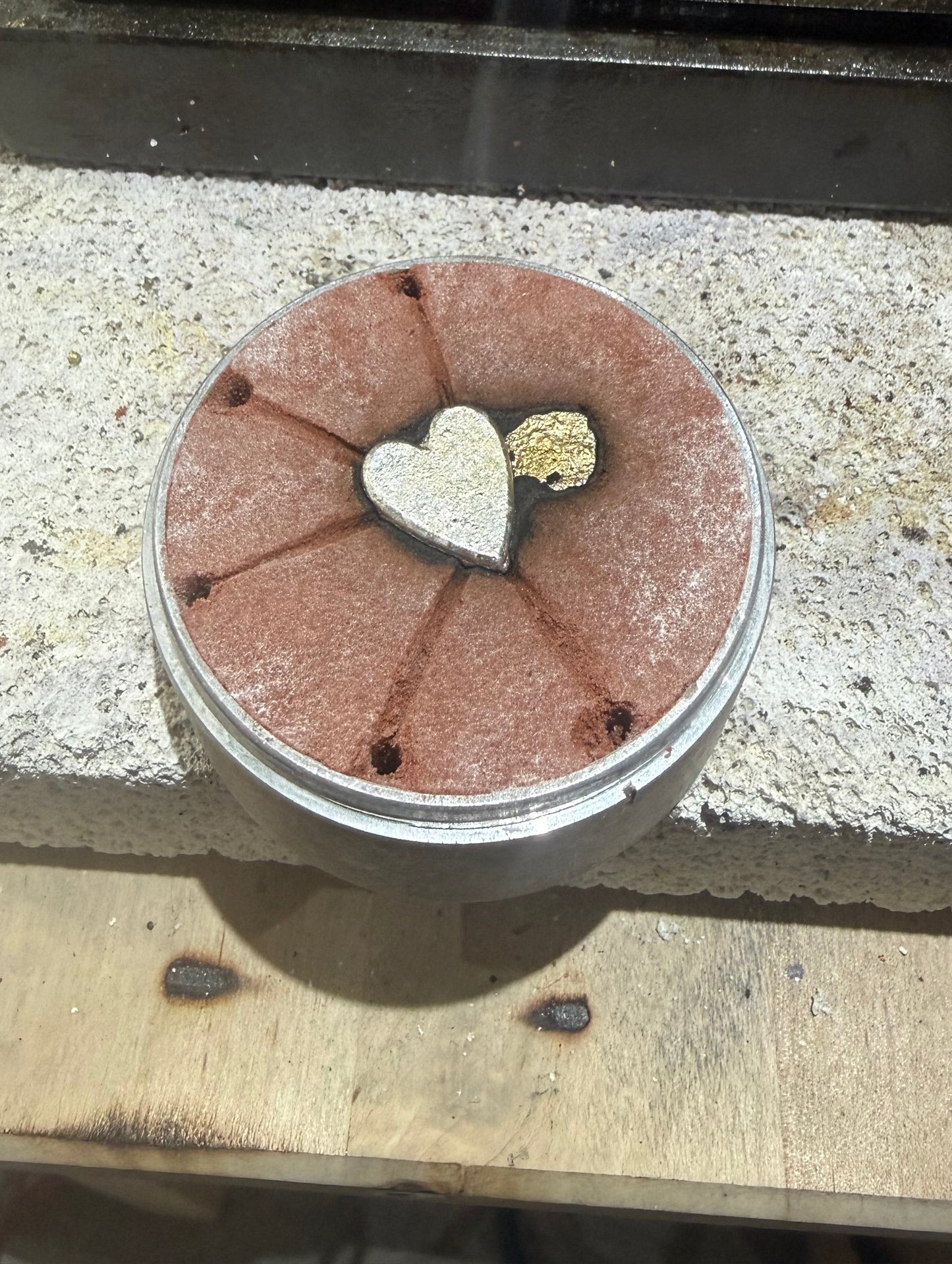 Heart Pendant ~ Rhodolite Garnet , Silver & Gold