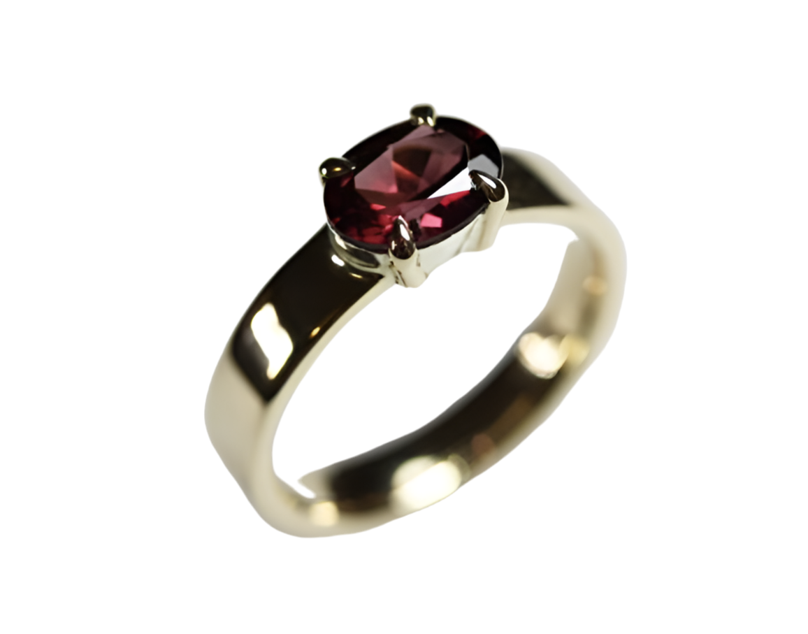 Raspberry Rhodolite Garnet & Yellow Gold Ring