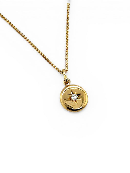 Nova Star Set Diamond & Yellow Gold Pendant Necklace
