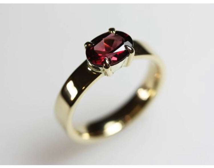 Raspberry Rhodolite Garnet & Yellow Gold Ring