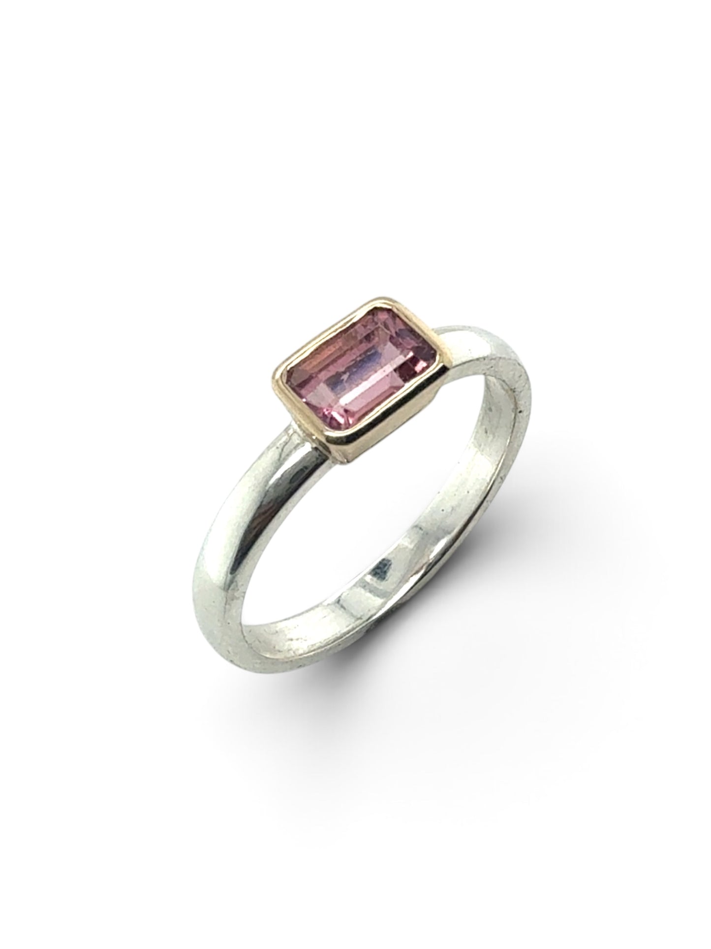 Pink Tourmaline Gold & Silver Ring