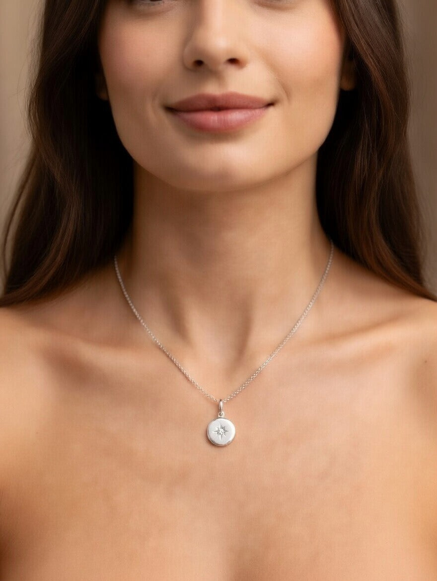 Nova Star Set Diamond & White Gold Pendant Necklace